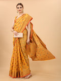 Women's Yellow color With Golden Zari Chanderi Cotton silk saree with Customize blouse piece