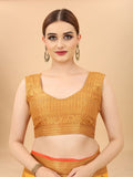 Women's Yellow color With Golden Zari Chanderi Cotton silk saree with Customize blouse piece