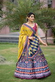 Multi Color Vaisali Silk Printed work Embellish With Sequins Hand work semi stitched Lehenga Choli with Dupatta