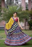 Multi Color Vaisali Silk Printed work Embellish With Sequins Hand work semi stitched Lehenga Choli with Dupatta