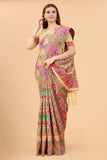 Women's Cream color With Golden Zari Kalamkari Cotton saree with Customize blouse piece