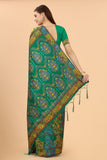 Women's Dark Green color With Golden Zari Kalamkari Cotton saree with Customize blouse piece