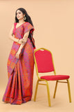 Women's Peach color With Golden Zari Kalamkari Cotton saree with Customize blouse piece