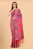 Women's Pink color With Golden Zari Kalamkari Cotton saree with Customize blouse piece