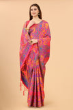 Women's Pink color With Golden Zari Kalamkari Cotton saree with Customize blouse piece