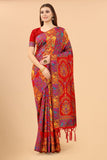 Women's Red color With Golden Zari Kalamkari Cotton saree with Customize blouse piece