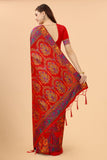 Women's Red color With Golden Zari Kalamkari Cotton saree with Customize blouse piece