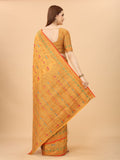 Women's Yellow color With Golden Zari Chanderi Cotton silk saree with Customize blouse piece