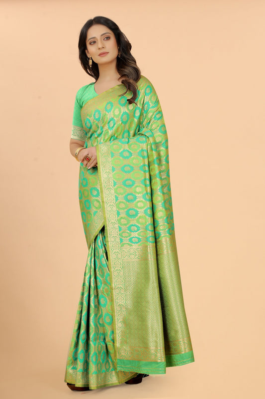 Designer Banarasi Soft Lichi Silk Saree With Fancy Blouse