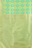 Women's Light Green color With Golden Zari Lichi silk saree with Customize blouse piece