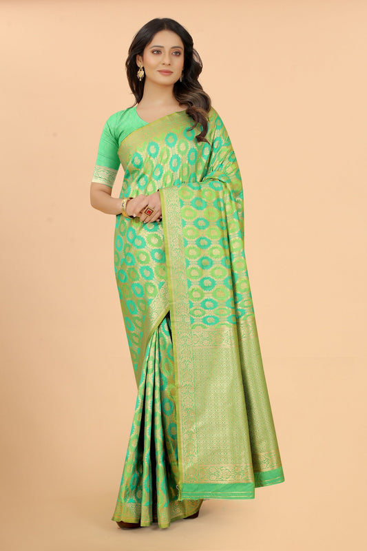 Designer Banarasi Soft Lichi Silk Saree With Fancy Blouse