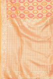 Women's Orange color With Golden Zari Lichi silk saree with Customize blouse piece