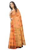 Women's Orange color With Golden Zari Cheap Pallu Chanderi Cotton silk saree with Customize blouse piece