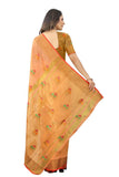 Women's Orange color With Golden Zari Cheap Pallu Chanderi Cotton silk saree with Customize blouse piece