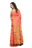 Women's Pink color With Golden Zari Cheap Pallu Chanderi Cotton silk saree with Customize blouse piece