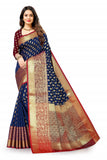 Women's Golden Butti  Zari Weaving Banarasi Silk Saree With Customize Blouse Piece